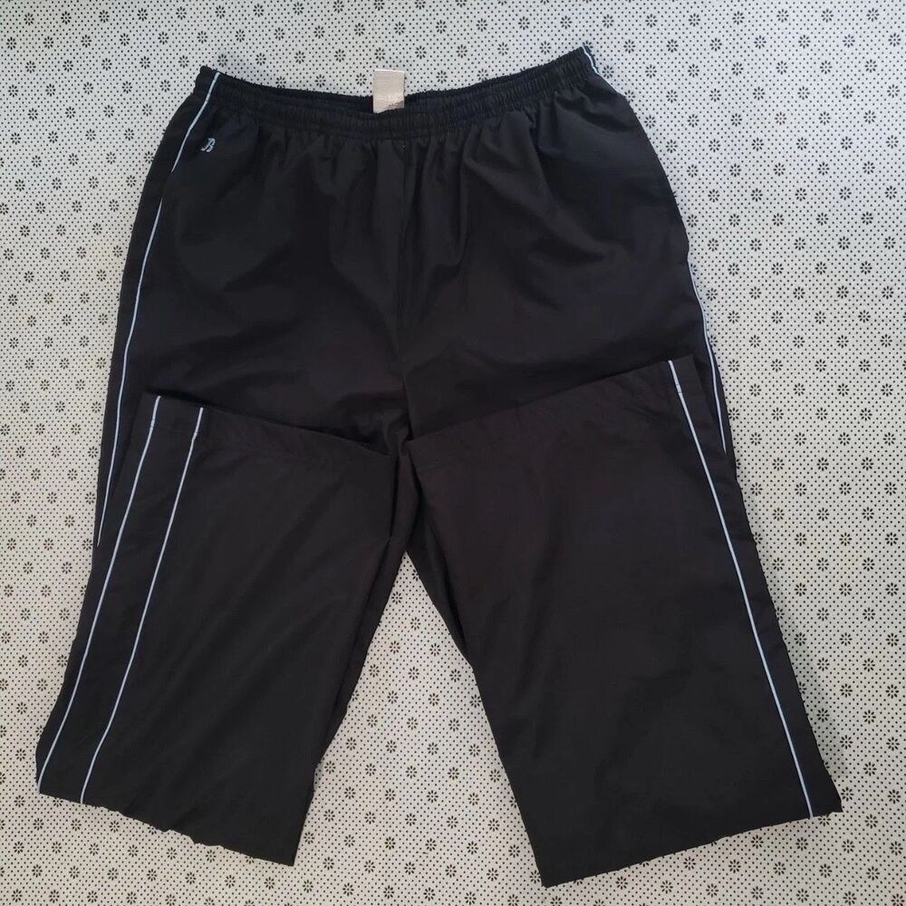 Russell Athletic Womens Medium M Black Lightweight Track Pants Elastic Waist